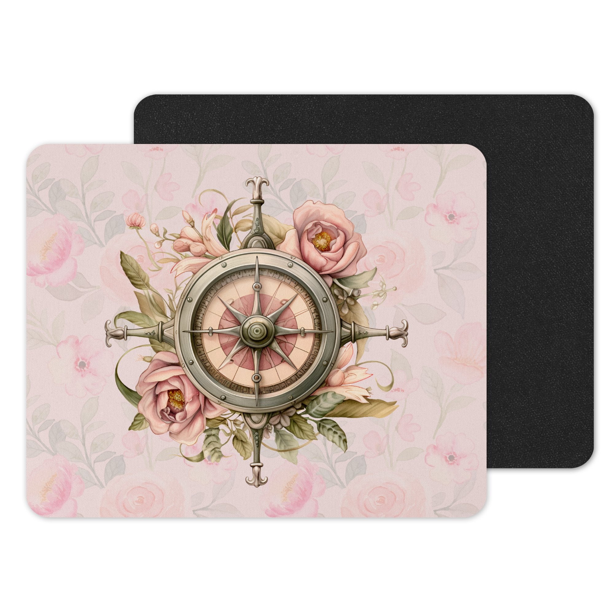Floral Compass Design on Stylish Mouse Pad product