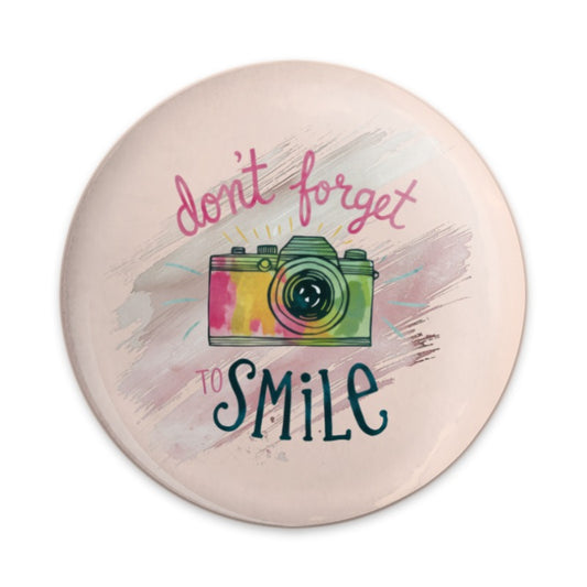 Dont Forget to Smile Pinback, Camera Pin, Photographer Gift, Cute Smiley Pin, Inspirational Pin, Positive Reminder Pin - Tawshia