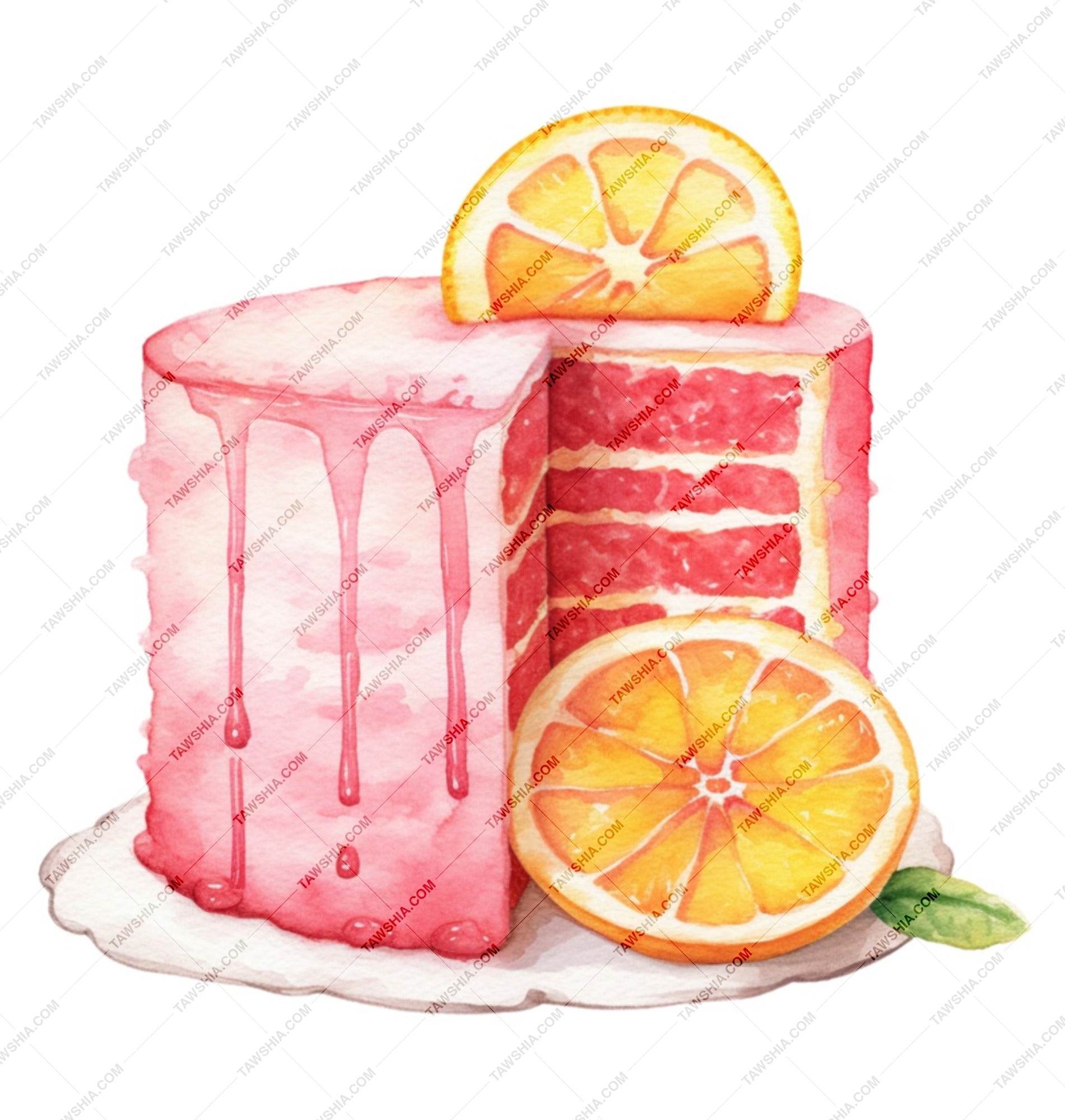 Cake Slice Mug, Pink Drip Cake, Lemon Fruit Mug, Dessert Lover Gift, Watercolor Art Mug, Coffee Mug, Tea Cup, Kitchen Decor - Tawshia