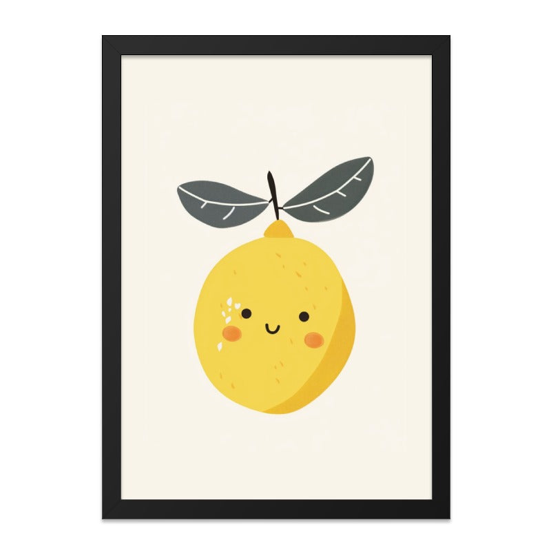 Cute Lemon Wall Art, Smiling Fruit Print, Kitchen Decor, Playful Home Art, Modern Wall Decor, Yellow Fruit Art Print, Minimalist Art - Tawshia