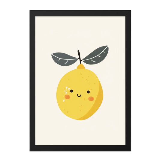 Cute Lemon Wall Art, Smiling Fruit Print, Kitchen Decor, Playful Home Art, Modern Wall Decor, Yellow Fruit Art Print, Minimalist Art - Tawshia