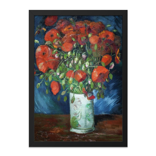 Red Poppies Wall Art, Floral Painting Print, Flower Vase Art, Botanical Still Life Artwork, Colorful Home Decor - Tawshia