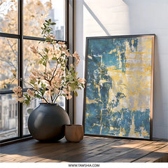 Abstract Wall Art Print, Blue and Gold Artwork, Modern Home Decor, Contemporary Wall Hanging, Unique Gift Idea - Tawshia