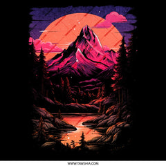 Vibrant Sunset Over Mountain Design Art product type