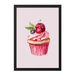 Cupcake Wall Art, Watercolor Cupcake Print, Cherry Cupcake Art, Dessert Wall Decor, Food Art Print, Kitchen Art, Sweet Treat Wall Art - Tawshia