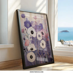 Floral Wall Art, Poppy Flower Print, Botanical Art Print, Purple Pink White Flowers, Home Decor Wall Art, Floral Home Decor, Flower Gift - Tawshia