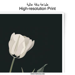 White Tulip Photographic Print, Floral Wall Art, Minimalist Flower Print, Botanical Decor, Elegant Fine Art Print - Tawshia
