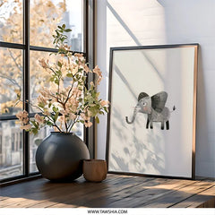 Cute Elephant Wall Art, Nursery Decor, Kids Room Art, Baby Animal Art, Playroom Decor, Elephant Print - Tawshia