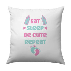 Eat Sleep Be Cute Repeat Pillow, Newborn Gift, Baby Room Decor, Nursery Pillow, New Parent Gift, Baby Shower Decor, Baby Feet Pillow - Tawshia