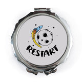 Restart Pocket Mirror, Rocket and Moon Travel Mirror, Funny Quote Compact Mirror, Unique Portable Mirror, Gift for Space Lovers - Tawshia