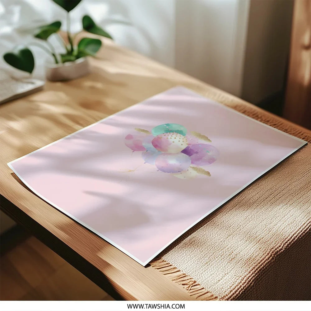 Watercolor Balloons Photographic Prints, Pastel Party Decor, Kids Room Art, Nursery Wall Art, Birthday Gift, Balloon Photography Prints - Tawshia