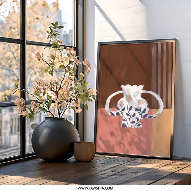 Floral Vase Wall Art, Minimalist Home Decor, Aesthetic Art Print, Modern Wall Decor, Living Room Art, Decorative Prints - Tawshia