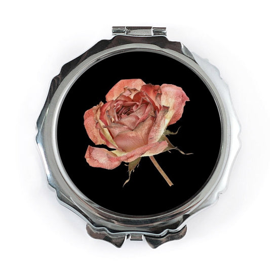 Rose Pocket Mirror, Floral Pocket Mirror, Black Background Mirror, Trendy Mirror, Makeup Mirror, Gift For Her, Purse Mirror - Tawshia