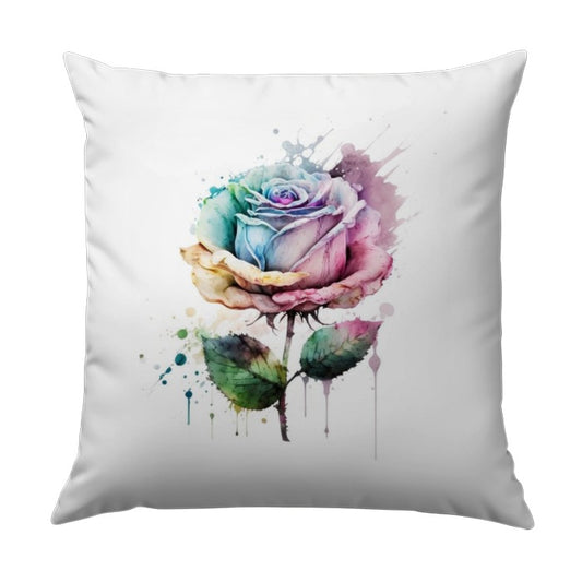 Watercolor Rose Pillow, Floral Accent Throw Pillow, Colorful Rose Design, Home Decor Pillow, Decorative Pillow - Tawshia