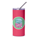 Kawaii Macaron Tumbler, Cute Dessert Art Tumbler, Food Lover Gift, Pink and Blue Macarons, Unique Drinkware, Trendy Tumblers - Tawshia