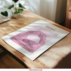 Arches National Park Photographic Print, Utah Landscape Art, Minimalist Travel Poster, Pink Desert Rock Formation, Modern Wall Decor - Tawshia