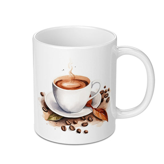Coffee Lover Mug, Watercolor Coffee Cup, Coffee Beans Mug, Caffeine Addict Mug, Coffee Art Mug, Unique Coffee Mug Gift, Drinkware - Tawshia