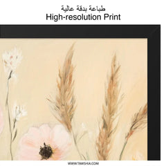 Floral Wall Art Print, Poppy Flower Painting, Botanical Art, Pastel Flower Art, Flower Field Art, Modern Home Decor, Framed Art, Wall Decor - Tawshia