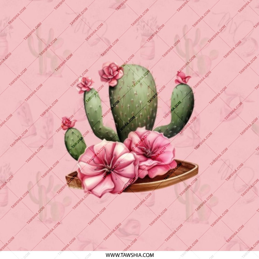 Cactus Flower Pocket Mirror, Pink Floral Design, Portable Makeup Mirror, Southwestern Style, Travel Mirror, Cute Compact Mirror - Tawshia