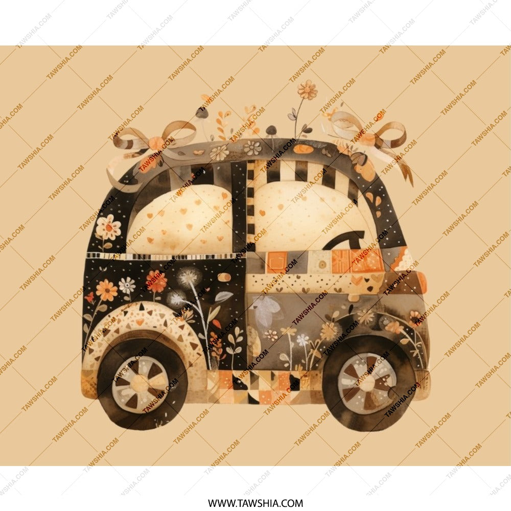Floral Car MousePad, Unique Desk Decor, Cute Car Art, Car Lover Gift, Artistic Office Accessory, Fun Mouse Pad, Aesthetic Workstation - Tawshia