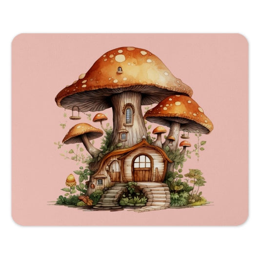 Mushroom House Mouse Pad, Cottagecore Decor, Fantasy Art Desk Accessory, Whimsical Gaming, Nature Inspired Mousepad, Unique Gift Idea - Tawshia