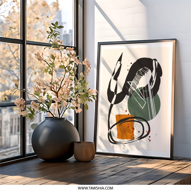 Abstract Shapes Wall Art, Modern Home Decor, Contemporary Art Print, Trendy Wall Decor, Minimalist Art, Unique Home Decor, Wall Art - Tawshia