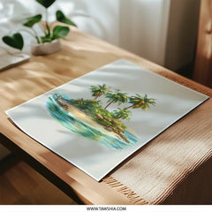 Tropical Island Photographic Print, Palm Tree Art, Beach Scene Print, Vacation Decor, Coastal Wall Art, Island Life Photo Print - Tawshia