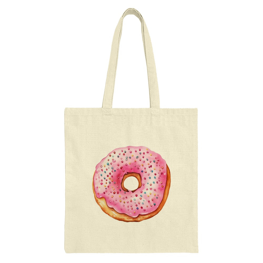 Sprinkled Donut Tote Bag, Sweet Treat Bag, Pink Donut, Food Lover Bag, Fun Tote, Casual Bag, Everyday Tote, Unique Design, Cute Bag - Tawshia