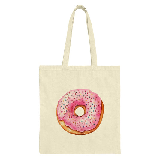 Sprinkled Donut Tote Bag, Sweet Treat Bag, Pink Donut, Food Lover Bag, Fun Tote, Casual Bag, Everyday Tote, Unique Design, Cute Bag - Tawshia