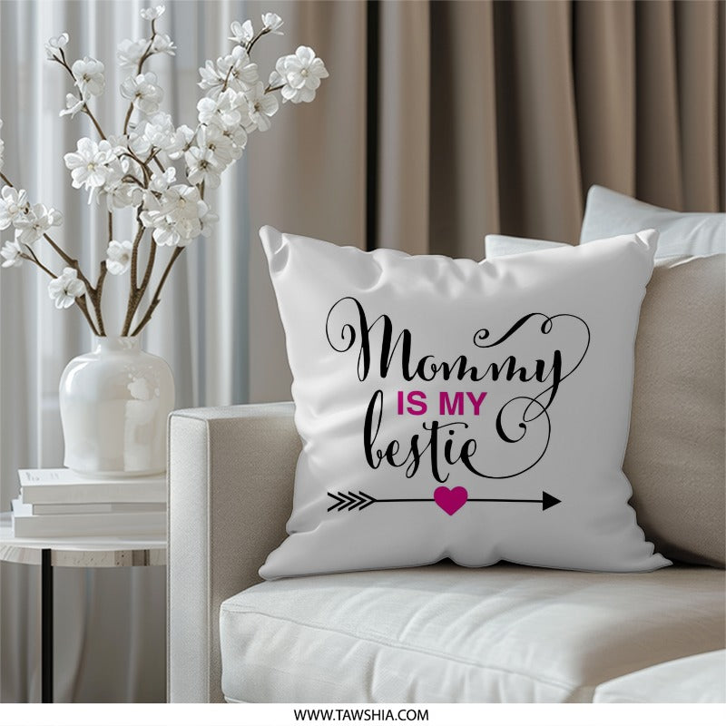 Mommy Bestie Pillow, Mothers Day Decor, Sentimental Gift, Mom Love Throw Pillow, Decorative Pillow, Home Decor - Tawshia