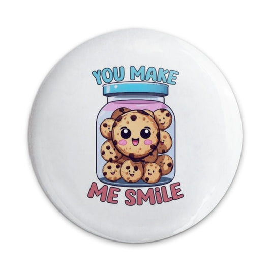 You Make Me Smile Pinback Button, Cute Cookie Jar, Kawaii Style Button, Positive Affirmation, Gift for Friend, Unique Badge, Button - Tawshia