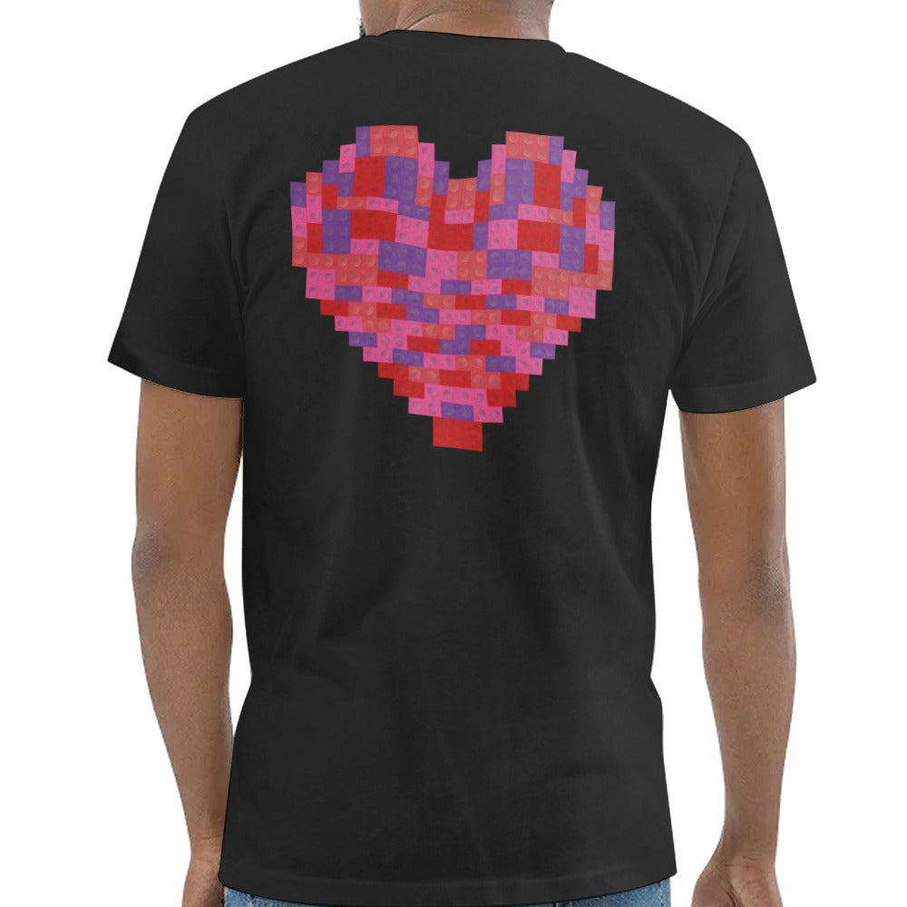 Pixelated Red Heart Design Back Print Shirt product