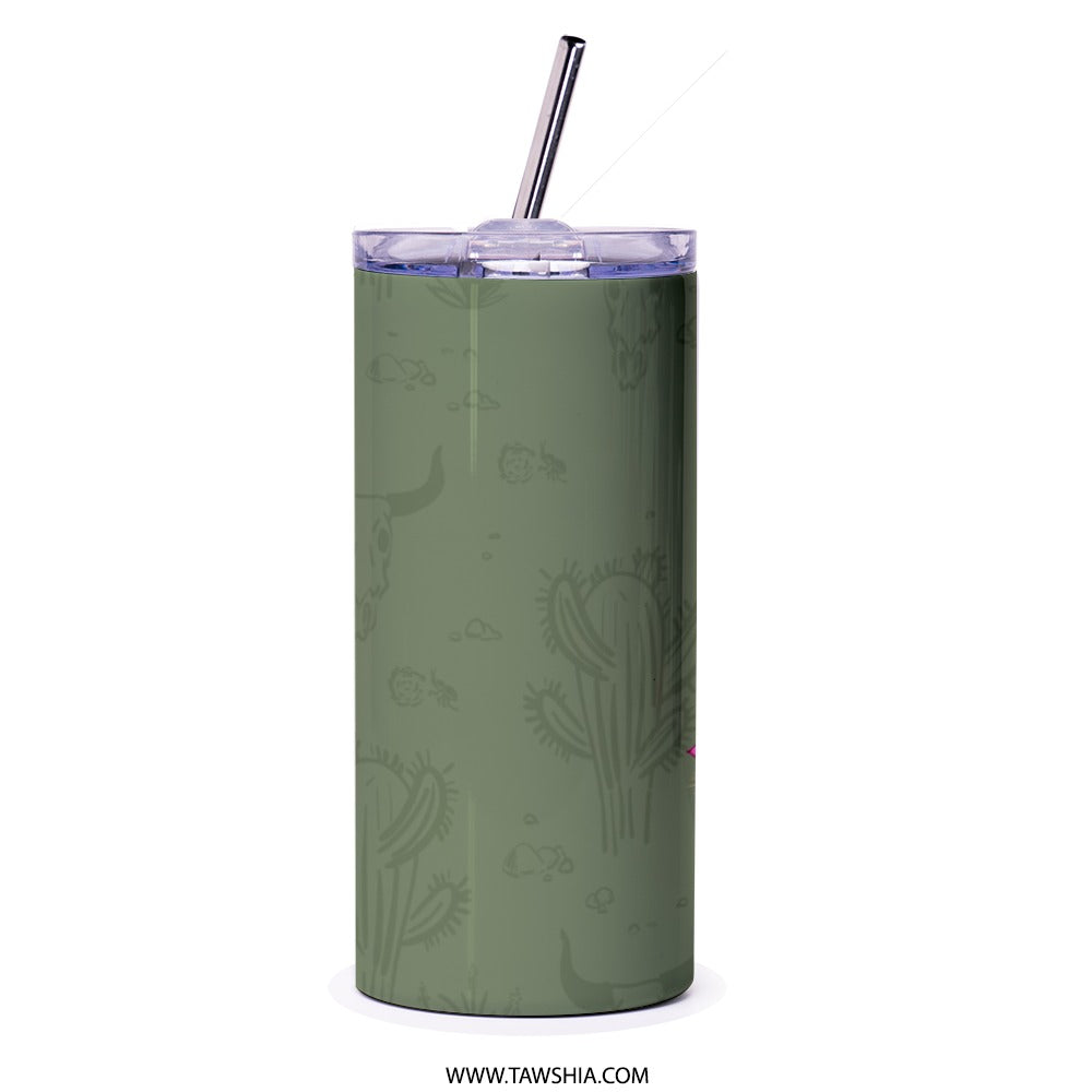 Cactus Tumbler, Cowboy Hat Tumbler, Desert Tumbler, Floral Cactus Tumbler, Gift for Cactus Lover, Unique Tumbler Design - Tawshia