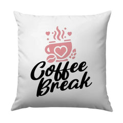 Coffee Break Pillow, Cozy Home Decor, Coffee Lover Gift, Relaxing Decor, Heart Accents, Cute Coffee Pillow - Tawshia