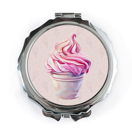 Ice Cream Pocket Mirror, Cute Makeup Mirror, Trendy Mirror, Aesthetic Compact Mirror, Stylish Pocket Mirror, Travel Mirror - Tawshia