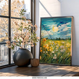 Field of Flowers Wall Art, Impressionist Landscape Print, Sunny Day Art, Floral Meadow Artwork, Nature Painting, Home Decor, Living Room Art - Tawshia
