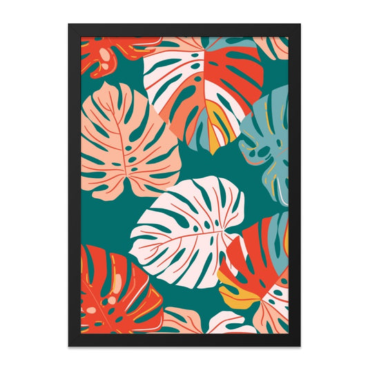 Monstera Leaves Wall Art, Tropical Decor, Modern Art Print, Botanical Illustration, Colorful Leaves Home Decor - Tawshia