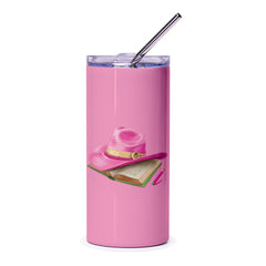 Pink Sorority Tumbler, Diva Hat and Book Tumbler, Sisterhood Gift, Divine Nine, Birthday Gift, Gift for Graduate, Pink and Green - Tawshia