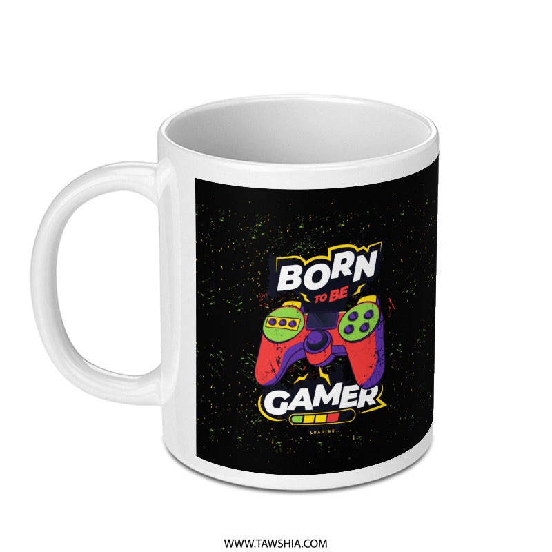BORN TO BE GAMER Design on Black Ceramic Mug product