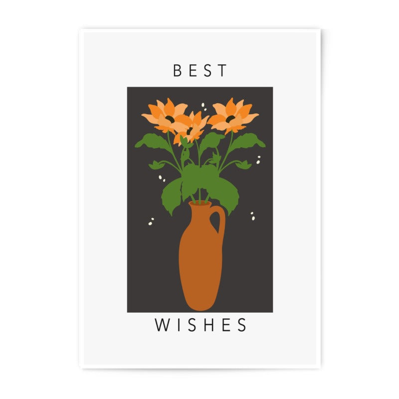 Best Wishes Photographic Print, Sunflower Art, Vase Illustration, Floral Decor, Modern Wall Art, Printable Art, Gift Idea, Home Decor - Tawshia