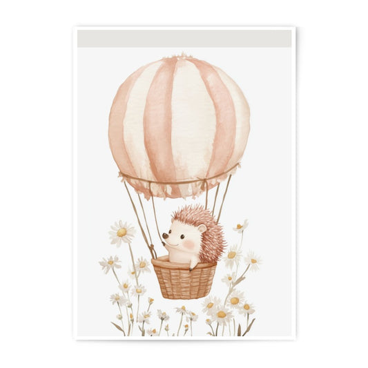 Cute Hedgehog Photographic Print, Hot Air Balloon Art, Nursery Decor, Childrens Room Art, Animal Wall Art - Tawshia