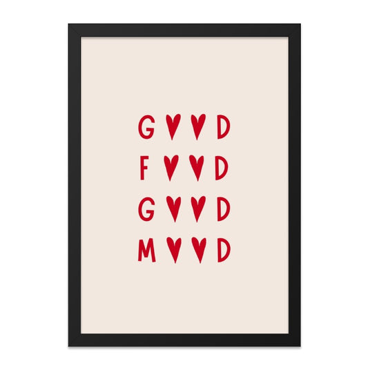 Good Food Good Mood Wall Art, Heart Decor, Motivational Wall Art, Positive Vibes Print, Trendy Wall Decor, Inspirational Home Decor - Tawshia
