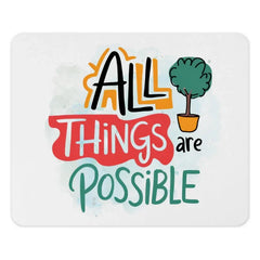 All Things Are Possible Mouse Pad, Motivational Office Decor, Inspirational Desk Accessory, Positive Vibes, Tree Illustration - Tawshia