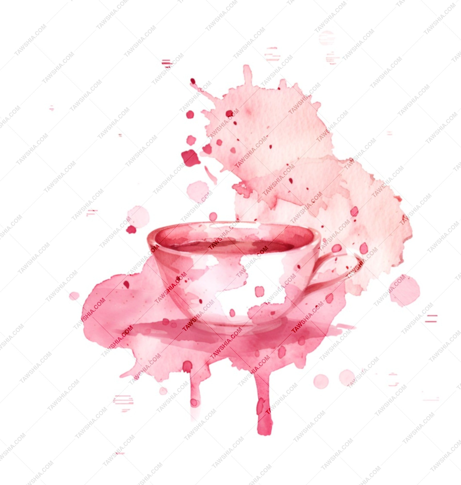 Watercolor Tea Cup Mug, Coffee Mug, Pink Watercolor Splash, Unique Gift Idea, Tea Lover Gift, Drinkware, Hot Cocoa Mug (137 characters) - Tawshia