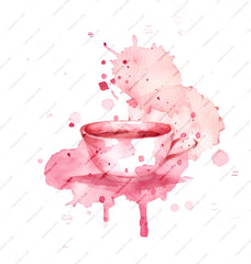 Watercolor Tea Cup Mug, Coffee Mug, Pink Watercolor Splash, Unique Gift Idea, Tea Lover Gift, Drinkware, Hot Cocoa Mug (137 characters) - Tawshia