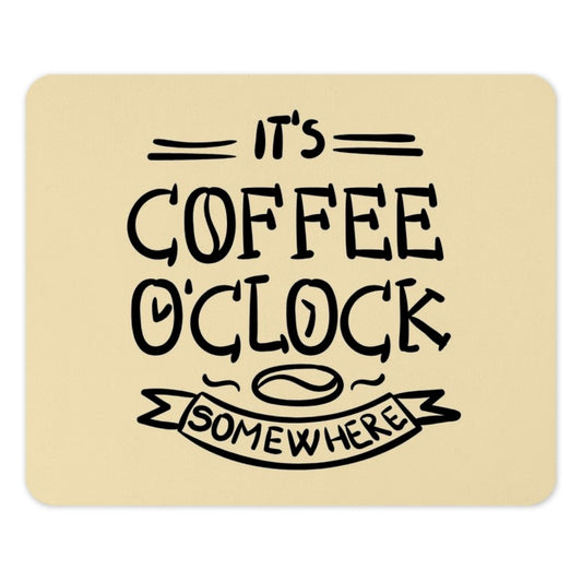 Coffee O Clock Mouse Pad, Funny Office Decor, Coffee Lover Gift, Unique Computer Accessory, Desk Mat, Work From Home Essential - Tawshia