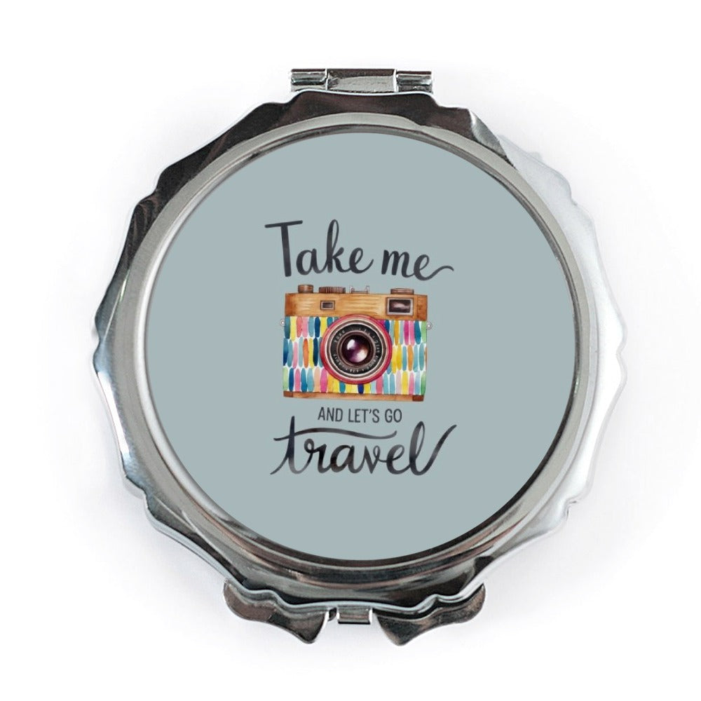 Travel Pocket Mirror, Camera Art Gift, Wanderlust Mirror, Take Me Travel Pocket Mirror, Photography Lover Gift, Cute Mirror - Tawshia