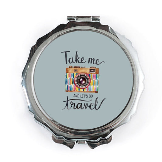 Travel Pocket Mirror, Camera Art Gift, Wanderlust Mirror, Take Me Travel Pocket Mirror, Photography Lover Gift, Cute Mirror - Tawshia
