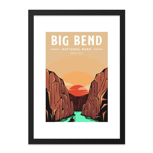 Big Bend Wall Art, National Park Poster, Texas Art Print, River Landscape Decor, Southwest USA Travel Print, Vintage Retro Style - Tawshia