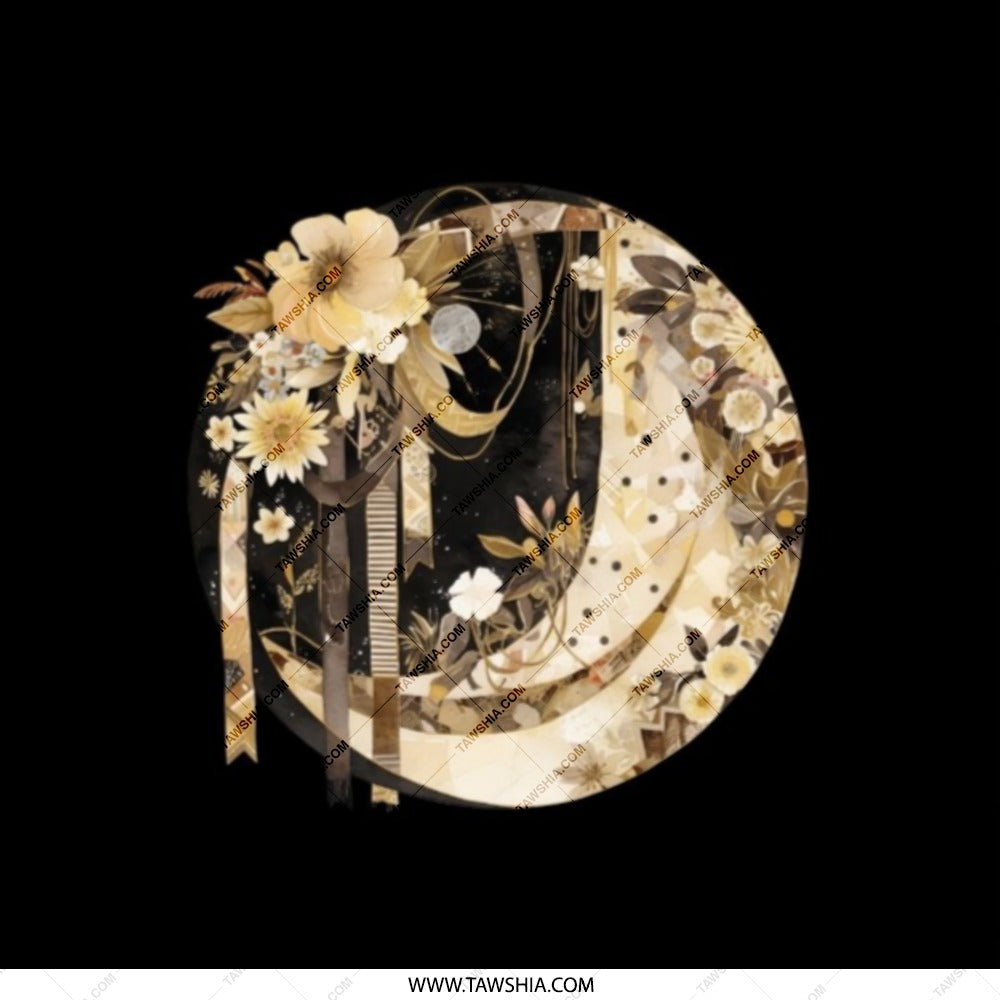 Floral Crescent Moon Pocket Mirror, Elegant Compact Mirror, Celestial Pocket Mirror, Beautiful Handbag Mirror, Aesthetic Purse Mirror - Tawshia